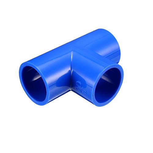 sourcing map - Conector de acoplamiento en forma de T (20 mm, PVC, 10 unidades), color azul