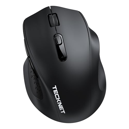 Image of TECKNET Wireless Mouse for Laptop, Dual-Mode Bluetooth Wireless Mouse | (BT5.2 /3.0 & 2.4G) Connection, Ergonomic Design, 5-Level DPI, Silent Click, Compatible with Laptop /PC /Windows /Chromebook