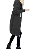 Minetom Damen Kapuzenjacke Warm Reißverschluss Kapuzenpullover Basic Bequem Elegante Outwear Langen Mantel Jacke Tops Frauen Hoodie Langarm Zip Up Pullover Oberteile Herbst Winter A Dunkelgrau L