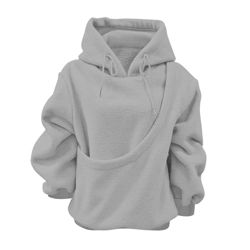 LBECLEY Hoodie with Dog Pouch Oversized Pet Hoodies Carrier Large Pocket Hooded Sweatshirt for Puppy Kitten Dogs Holder (Grey, L)