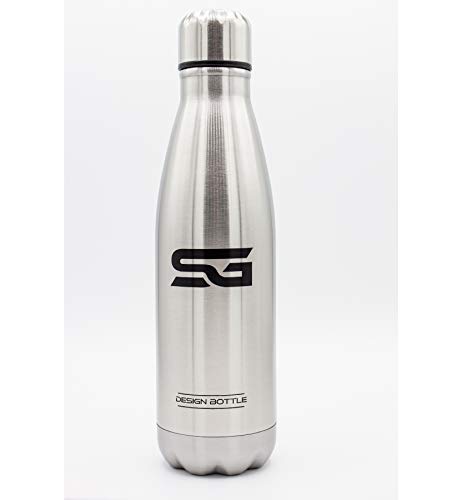 Satire Gym Stainless Steel Thermo Water Bottle / Leakproof BPA Free / 500ml/Double Walled Insulated Bottle for Sport/Fitness Water, Silver Stainless Steel, 500 ml