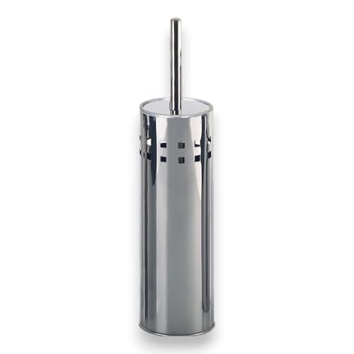 Portascopino in acciaio inox con ciuffo in resina per bagno