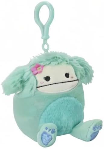 Miniatura 2 de Squishmallow Official Kellytoy - Llavero con clip de 3.5 pulgadas para mochila, animal de peluche suave y blando (Joelle Pie grande con flor)