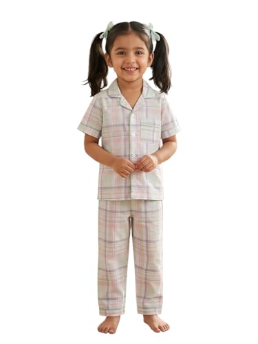 Image of POLKA TOTS 100% Pure Cotton Half Sleeve Night Suit for Kids, Girls & Boys | Cotton Pyjama Set | Unisex Night Dress for Children | Night Suit for Girls |Sleepwear for Kids | Winter Night Dress for Boys