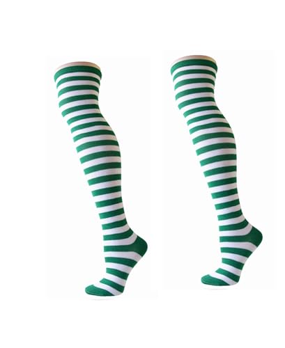 Image of Womens Thigh High Socks Athletic Stripe Cute Colorful Over the Knee High Sock Colorful Long Tube Sock