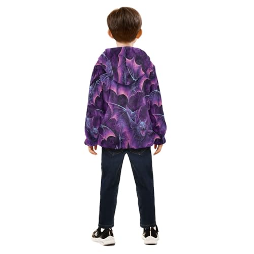 Vivid Bats in Flight Toddler Fleece Jacket Girl Boys Hooded Fleece Jacket Coat Warm Outwear Zip-up 3-10T4