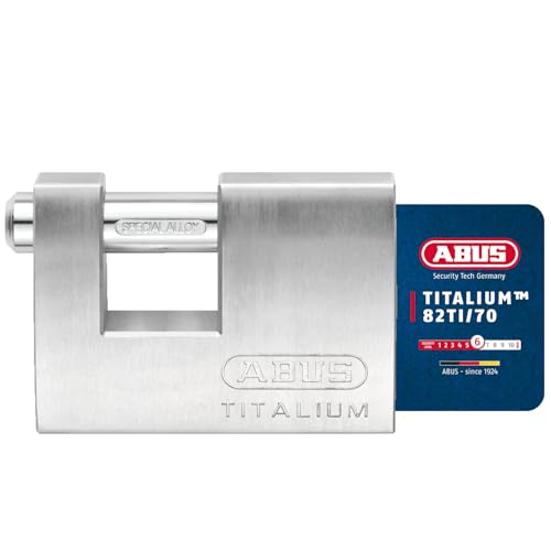 ABUS Lucchetto Titalium 82TI/70 - Lucchetto monoblocco per griglie a rullo, distributori automatici, contenitori e molto altro. - Bullone di bloccaggio in acciaio temprato - Livello di sicurezza 6