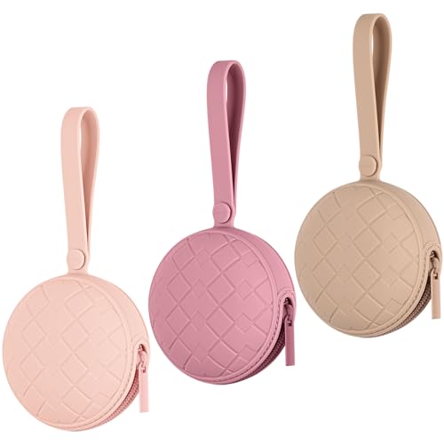 Image of Silicone Pacifier Holder Case, Pack of 3 Baby Silicone Pacifier Holder for Boys & Girls, Portable Silicone Pacifier Container Case (Color 2)