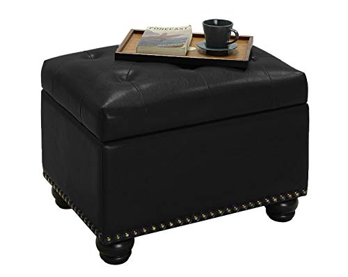 Convenience Concepts Designs4Comfort 5Th Avenue Storage Ottoman, Black Faux Leather #TOP4