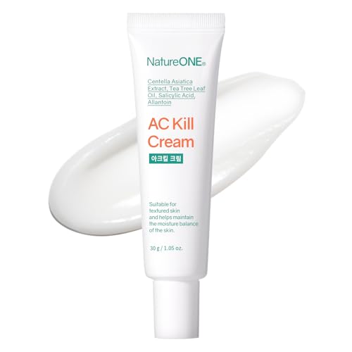 NATUREONE AC Kill Cream, BHA & Salicylic Acid Face Moisturizer, Niacinamide for Active Skin Repair, Tea Tree Oil for Soothing Sensitive Skin, acne spot treatment Korean Skincare, 30g, 1.05 oz.