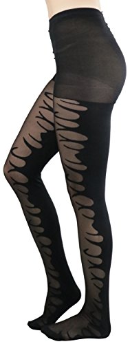 Image of ToBeInStyle Women's Flame Burning Fire Tights w /Devil-Inspired Print Hosiery