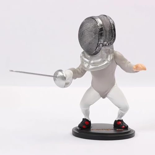 KXJPIZIYB Fencing Doll Models Fencing Combat Pose Figurines Sabre Foil and Epee Combat Models Birthday Ornaments Fencing Athlete Awards(Gray)