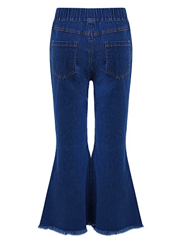 XUNZOO Kids Girls Crisscross Ripped Bell-Bottom Denim Pants Elastic Waist Wide Leg Denim Jeans Trousers2