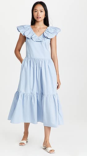 English Factory Women's Ruffled Midi Dress, Powder Blue, M #TOP1