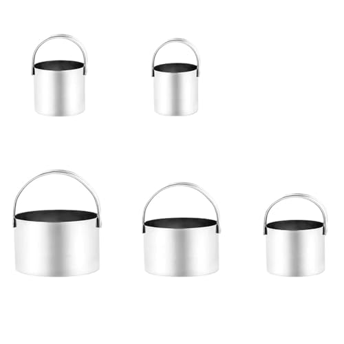 Juego de moldes redondos acero inoxidable for pastel, 5 piezas, con asas, Compatible for hornear