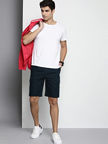 Image of The Indian Garage Co Men Slim Fit Solid Mid-Rise Cargo Shorts