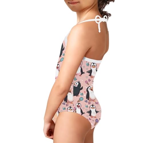 Image of One Piece Swimsuit for Girls Beach Bathing Suit Halter Straps Sports Swimwear for 1-10 Year Toddler Kids