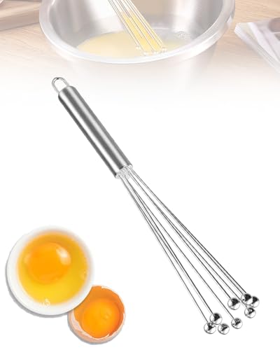 HZAOPZE Batidora Cocina Manual Pequeña,Varillas Cocina,Batidora Rotativa de Acero Inoxidable para Cocinar Mezclar Revolver La Masa Huevos Espumar Cómodo y Duradero le Ahorra Tiempo (10 Pulgada)