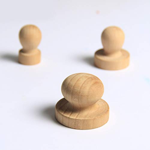 5Pcs 2.5Cm Stamp Wooden Round Handle Diy Stamp Wood Knobs,Drawer Pulls And Knobs For Scrapbooking Craft Card Diary #TOP3