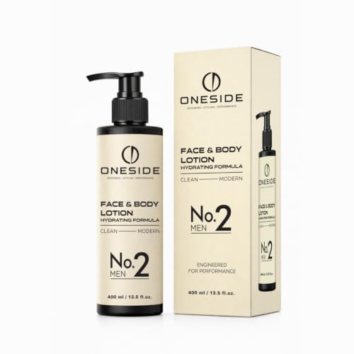 ONESIDE Face & Body Lotion No.2 Men 400 ml – Loción corporal para hombre y crema facial para hombres – Crema hidratante facial y corporal – Hidratante facial para piel seca – Loción corporal de