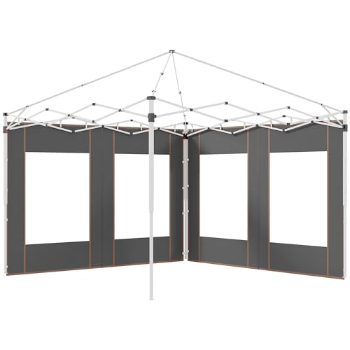 Outsunny Set 2 Pareti Laterali per Gazebo 3x6m e 3x3 m, Teli per Gazebo in Tessuto Oxford con Finestre e Cerniere, 295x195cm, Grigio
