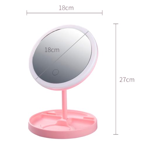 Espelho Maquiagem Redondo De Mesa Led Ring Light Com Cabo Usb Luminária Branco Quente Com Base Organ