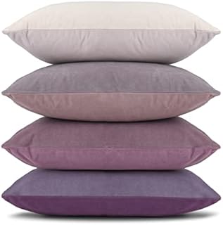 COFEDE Velvet Cushion Covers 18x18 inches Set of 4,Decorative Square mixed color Cushion Cases for Sofa Bed Bench Couch 45x45 cm Blue