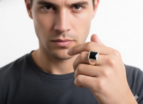 Image of Choose Your Color Mens Bold Ring 925 Sterling Silver Gemstone Wedding Engagement Statement Ring Birthstone Solitaire Jewellery Ring Sizes 4, 5, 6, 7, 8, 9, 10, 11, 12, 13,