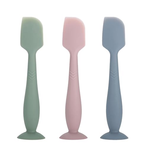 Image of 3 Pack Baby Diaper Cream Spatula Applicator, Soft Silicone Butt paste Spatula Diaper Cream Brush with Suction Cup Base (Cyan, Pink, Green)
