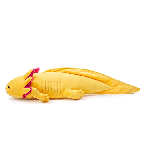 ZHONGXIN MADE Simulation Axolotl Plush Toy-20 Soft Realistic Yellow Axolotl Fish Lizard Creepy Stuffed Animals Cute Yellow Reptilian Toys Real Plushie Toy, Unique Plush Gift Collection for Kids