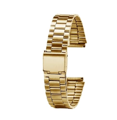 [Jiazhiyumei] �X�e�����X���o���h 18mm ���^���u���X���b�g �����p ���t���ȒP�Ή� Casio A158/A159/A168/A158W/F91W/LA-680/AEQ-110(A Golden)