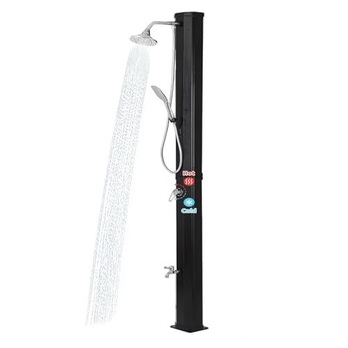 Solar Heated Outdoor Shower with Foot Wash - 10 Gallon High Capacity Outside Shower Kit for Poolside & Backyard Eco-Friendly Pool Shower with Adjustable Temperature & Easy Installation