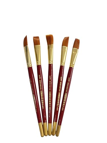 Image of polo Synthetic Hair Flat Brushes 9 | Pack of 5 | Professional Fine Edge Paintbrush Set for Acrylic,