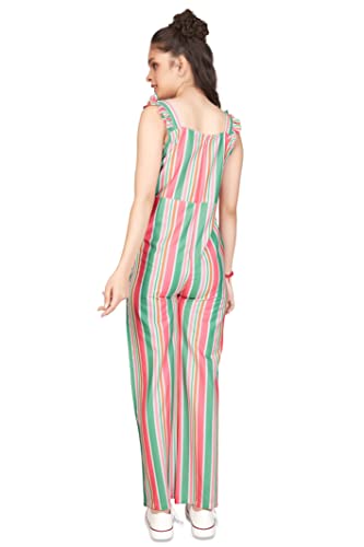 Image of Jwalin Girls Multicolor Stripe Printed Jumpsuit (Multicolor 7-8 Year)