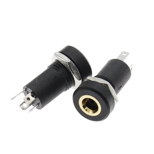 Conectores Jack de 3,5 mm PJ-392A negros para chasis, montaje en panel de 4 polos con tuercas 3