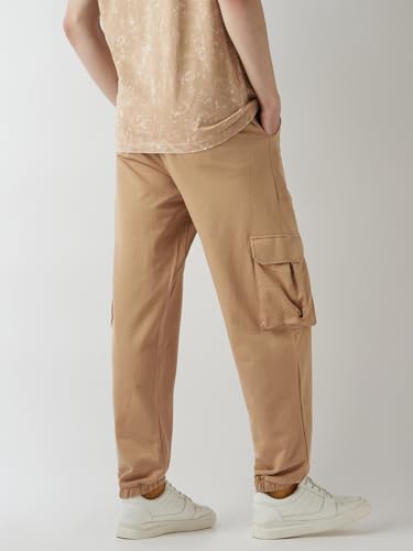 Image of Bewakoof Air 1.0 Men's Solid Oversized Fit Poly Cotton Cargo Joggers