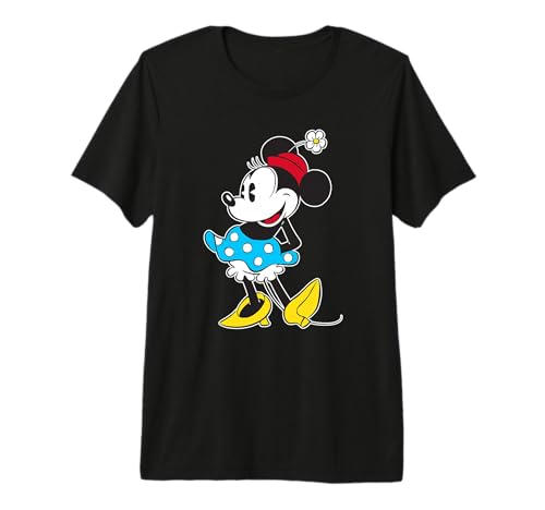 T-shirt Premium Disney Vintage Minnie au chapeau fleuri en coton de qualité supérieure