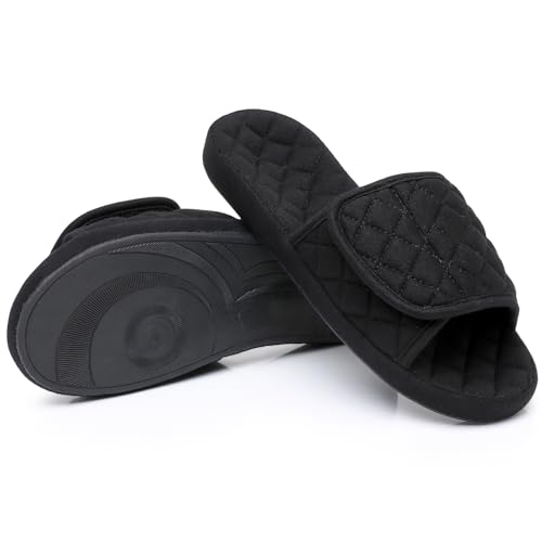 Git-up Womens Orthotic Slippers with Arch Support for Plantar Fasciitis Pain Relief,Open Toe Adjustable Memory Foam Slide House Slippers