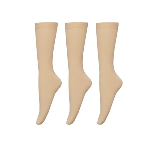 Image of Bestjybt 3 Pairs Women's Opaque Nylon Knee High Stockings Trouser Socks
