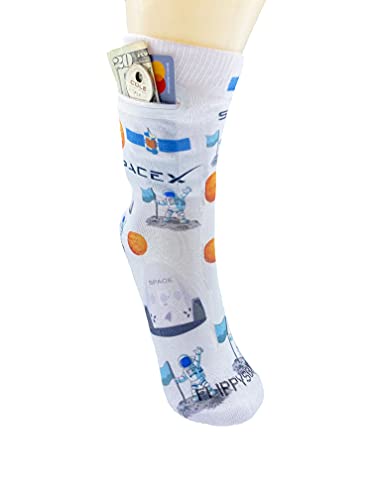 Image of Zipper Sock Wallet - Cotton & Polyester Zipper Socks with Pockets - Fits shoe size 6-13