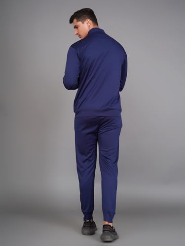 Image of Kraasa Mens Solid Cotton Lycra Blend Comfortable Two-Piece Matching Tracksuit