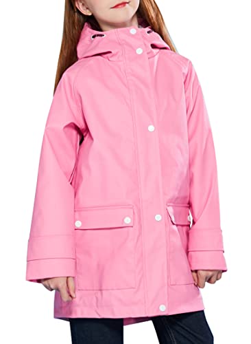 Image of maoo garden Girls Rain Jackets Kids Waterproof Raincoat Lightweight Floral Lining Spring Windbreaker