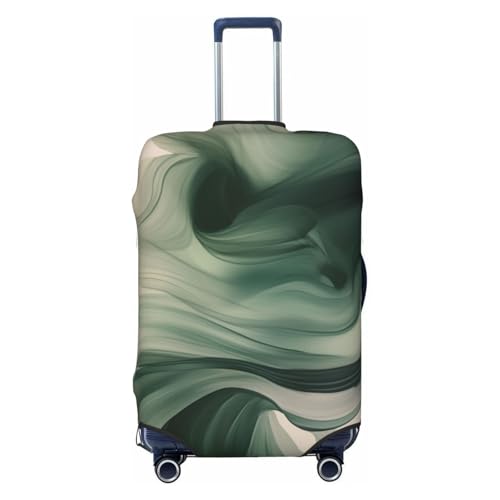 Swirling Mass Of Dark Green Light Gray Elastic Travel Luggage Covers Dustproof Scratch-Resistant Suitcase Protector Fit 22-24 Inch