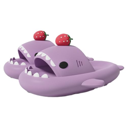 Generic Shark Slides Strawberry, Cute Cartoon 3D Cloud Shark Slippers Shoes Sandals For Women Men