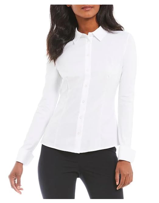 Kaynee White Pointed Collar, Button Down Shirt, Long Sleeve, Youth M, Size 122