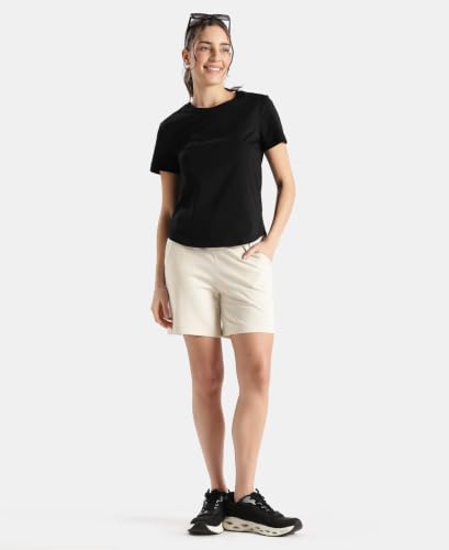 Image of Jockey AW23 Women Super Combed Cotton Rich Regular Fit Shorts with Side Pockets