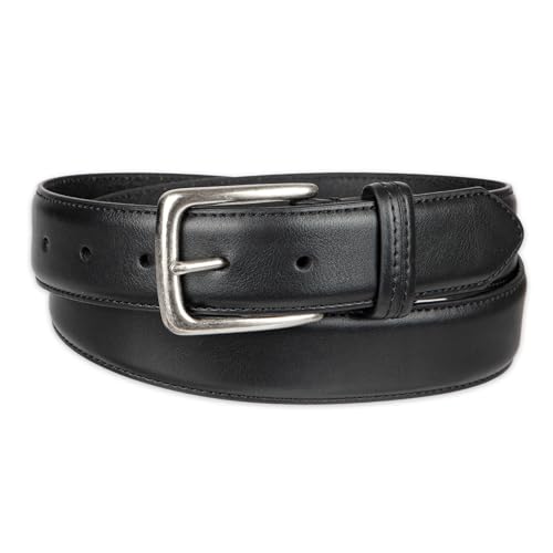 Columbia Men's Casual Leather Belt-Jeans Khakis Dress Silver Prong Buckle