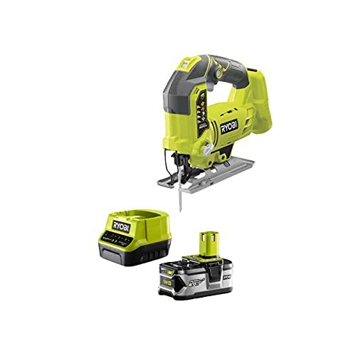 Pack scie sauteuse pendulaire RYOBI 18 V One+ R18JS-0-1 batterie 18V One+ 4.0Ah LithiumPlus - 1 chargeur rapide 2.0Ah Lithium-ion RC18120-140