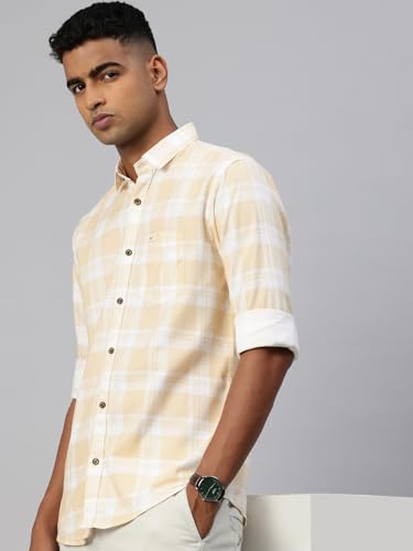 Image of Majestic Man Comfort Slim Fit Pure Cotton Checked Casual Shirt