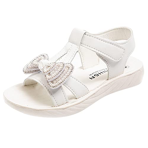 Toddler Girl Running Sports Sandals Little Girl Summer Dress Shoes Lightweight Open Toe Beach Holiday Sandals (White, 4.5-5 Years Little Child)